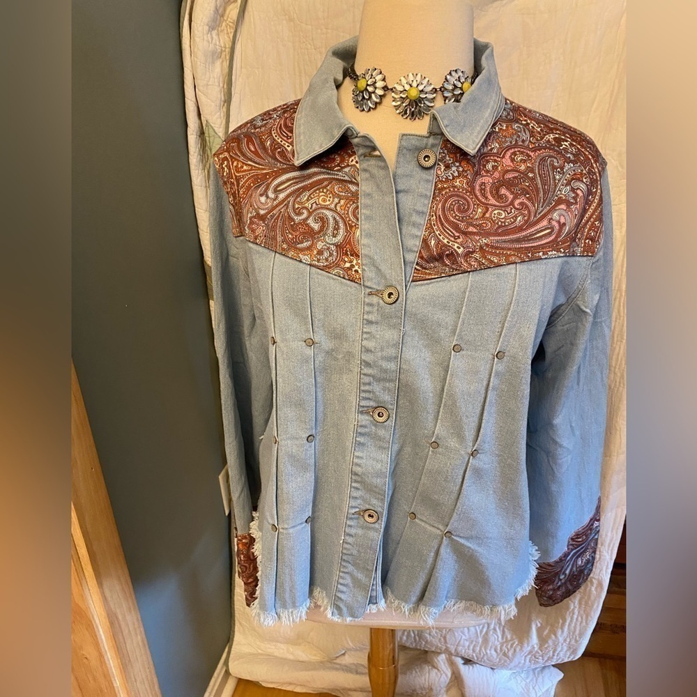 Back in the saddle denim and paisley shacket